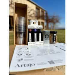 Kit de cata con manteles, vasos y lápices