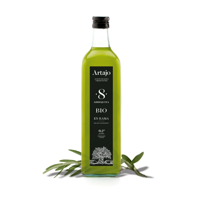 Aceite de oliva sin filtrar ecológico de Navarra.