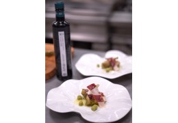 Alcachofas con jamón y AOVE Artajo 10 Koroneiki